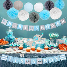Load image into Gallery viewer, Baby Shower Decorations for Boy It's A Boy Baby Shower with Foil Letter Balloon Baby Blue Bunting