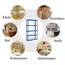 Load image into Gallery viewer, Garage Shelving 180x90x40cm, 5 Tier (175KG Per Shelf), 875KG Capacity Garage Shed Storage Shelving Units Boltless Plug-in Metal Shelves Ajustable Easy Assembling - Blue
