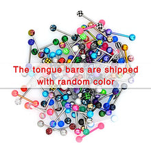 Load image into Gallery viewer, OUFER 100PCS 14G 316L Stainless Steel Tongue Rings Ball Acrylic Tongue Piercing Tongue Barbells (Random Colors)