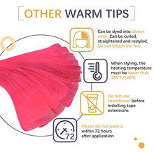 Load image into Gallery viewer, RUNATURE Pink Tape in Hair Extension Human Hair Colored Tape Hair Extensions Remy Human Hair Hot Pink Tape in Extensions Human Hair 12 Inch 20 Gram