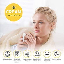Load image into Gallery viewer, Cosi Home® Luxury Heated Throw - Electric Blanket - Extra Large Heated Blanket, Machine Washable Fleece with Digital Remote, Timer and 9 Heat Settings (Cream)