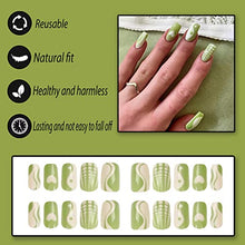 Load image into Gallery viewer, YOSOMK Press on Green Nails Short Green Square Fake Nails Short Glossy Stick on Nails Full Cover Glue on Nails False Nails with Designs Acrylic Nails for Women