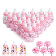 Load image into Gallery viewer, N&T NIETING Baby Shower Feeding Bottle, 24Pcs Baby Shower Favours with 5Pcs Artificial Roses Pink Sweets Candy Box for Baby Shower Decoration