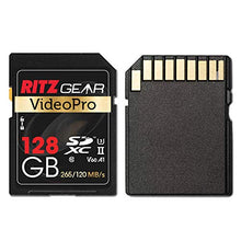 Load image into Gallery viewer, Ritz Gear Extreme Performance Video Pro 128GB 4K 8K Ultra HD SDXC U3 V60 A1 Memory Card (Read 265mb/s 120mb/s Write)