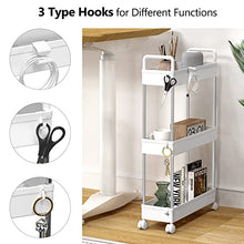 Load image into Gallery viewer, SOLEJAZZ 3-Tier Storage Trolley Cart Slide-out Slim Rolling Utility Cart Mobile Storage Shelving Organizer for Kitchen, Bathroom, Laundry Room, Bedroom, Narrow Places, Plastic,White
