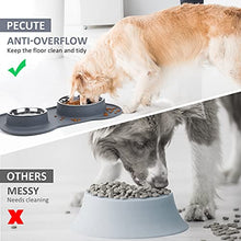 Load image into Gallery viewer, pecute Dog Bowls Non Slip, Stainless Steel Double Bowls Set with Non-Spill Silicone Mats Tray for Medium Large Dogs Water & Food Feeding Dishes(26 + 56 Ounce, Grey)