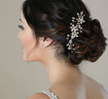 Load image into Gallery viewer, SWEETV Wedding Hair Comb Silver Pearl Flower Bridal Clip Hair Accessories for Bride Women