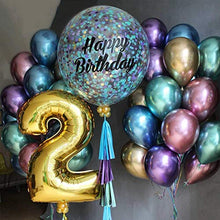 Load image into Gallery viewer, PartyWoo Metallic Balloons, 50 PCS 12 Inch Shiny Balloons in Gold, Red, Blue, Purple, Silver and Green, Metallic Balloon for Princess Ariel Party, Little Mermaid Party Decorations, Space Party