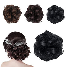Load image into Gallery viewer, Hair Bun, Messy Hair Scrunchies Updo Ponytail Hair Extensions Donut Chignons Wavy Curly Hair Pieces for Women Girls (Dark black)