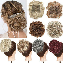 Load image into Gallery viewer, Real Fashion Short Messy Curly Dish Hair Bun Extension Easy Stretch hair Combs Clip in Ponytail Extension Scrunchie Chignon Tray Ponytail Hairpieces Silver Grey