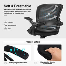 Load image into Gallery viewer, COMHOMA Desk Chair Office Chairs 90° Flip-up Armrest Ergonomic Computer Chair Lumbar Support Height Adjustable 360° Swivel Rocking Function Mesh Back Seat For Home Office - Black