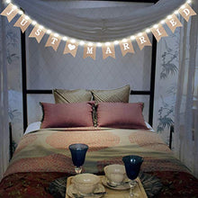 Load image into Gallery viewer, Just Married Burlap Banner, Wedding Bunting Banner with LED Fairy String Light 8 Flicker Mode, Hanging Sign Garland Pennant Photo Booth Props for Bridal Shower Wedding Engagement Car Party Decoration