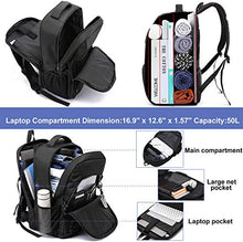 Load image into Gallery viewer, Extra Large 50L Travel Laptop Backpack,Water Resistant Work Backpacks Bag with USB Charging Port, Anti Theft Big Business Backpack, 17 inch Computer Rucksack for Men Women College School Gift -Black