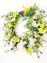 Load image into Gallery viewer, FLCSIed Artificial Peony Wreath Handmade Flower Wreath with Eucalyptus Leaves Summer Spring Grapevine Wreaths Decoration for Door Farmhouse Party Wedding Home Wall Hanging Decor
