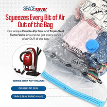 Load image into Gallery viewer, Spacesaver Premium Vacuum Storage Bags. 80% More Storage. Hand-Pump for Travel. Vacuum Sealer Bag with Double-Zip Seal and Triple Seal Turbo-Valve for Max Space Saving in a storage bag (Jumbo 6 Pack)