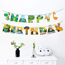 Load image into Gallery viewer, Dinosaur Party Supplies - 70 pcs for Birthday Decorations Dino Party Decorations for kids dinosaur party favors Dinosaur party balloons Dinosaur Cake Topper jungle Latex Balloons with Pump tattoo
