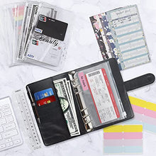 Load image into Gallery viewer, Mlife Ring Binder Set - 28pcs Leather Notebook Budget Binder with Clear Cash Envelopes,Budget Sheets and Label Stickers,Cash Organizer Money Saving Binder for Travel and Diary Black