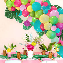 Load image into Gallery viewer, 101pcs Tropical Balloons Luau Garland Arch Kit 5 Inch 12 Inch Balloons Pink Green Yellow Blue Balloon Set and Palm Leaves for Tropical Theme Hawaii Birthday Wedding Party Baby Decorations