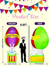 Load image into Gallery viewer, EBANKU 8.8 Ft Easter Inflatables Outdoor Decorations, Hot Air Balloon Bunny Happy Easter Egg Outdoor Indoor Holiday Decorations Bunny Blow Up Inflatables for Yard Lawn