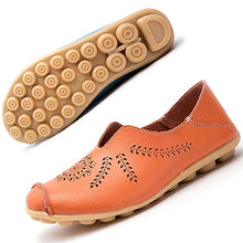 Load image into Gallery viewer, Women's Leather Shoes Loafers Moccasins Casual Slip On Flats Driving Shoes Boat Shoes Size Orange UK5,5=CN40