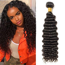 Load image into Gallery viewer, 10"-24" Deep Wave Brazilian Virgin Human Hair Weave Bundles Remy Hair Extensions Weave Weft #1B Natural Black (14 inch-100g)