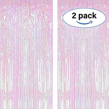 Load image into Gallery viewer, SMALUCK 2 Pack 6.5Ft Rainbow Foil Fringe Curtains, Metallic Streamers Backdrop for Christmas Hanging Streamers for Party/Prom/Birthday Favors