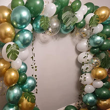 Load image into Gallery viewer, 128 PCS Jungle Theme Safari Decorations with Green Balloon Garland Arch Backdrop, Tropical Leaves Decoration, Ivy Vines, Birthday Party Supplies for Boy or Girl (green)