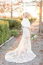 Load image into Gallery viewer, BEAUTELICATE Faux Fur Wrap Shawl Stole Women’s Bridal Long Shrug Cape for Winter Wedding Brides Bridesmaids Ivory