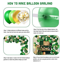 Load image into Gallery viewer, Jungle Green Balloons 140 Pcs Safari Tropical Forest Birthday Party Garland Kit Dinosaur Theme Arch Gold Confetti Latex Balloons with Palm Leaves for Boys Kids Girls Baby Shower Strip Tools