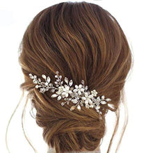 Load image into Gallery viewer, Edary Bride Wedding Hair Comb Silver Rhinestone Bridal Headpiece Pearl Bridal Hairclips Hair Accessories for Women and Girls