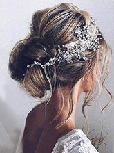 Load image into Gallery viewer, Unicra Bride Wedding Hair Vine Silver Flower Hair Accessories Crystal Bridal Headpiece Rhinestones Hair Wear for Women and Girls