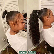 Load image into Gallery viewer, Long Corn Wave Ponytail Extension Clip in Ponytail Extension Wrap Around Long Wavy Curly Pony Tail Hair Fluffy Synthetic Hairpiece for Women (2#Black Brown)