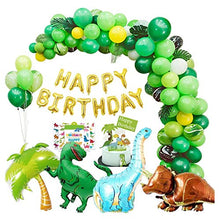 Load image into Gallery viewer, Dinosaur Birthday Party Decorations 214 pcs Happy Birthday Banner Garland & Arch Kit Dino Party Supplies Dinosaur Party Balloons