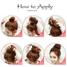 Load image into Gallery viewer, Tousled Updo Messy Bun Hair Piece Scrunchies Wavy Bun Extensions Rubber Band Elastic Scrunchie Chignon Instant Ponytail Hairpiece for Women Medium Brown