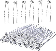 Load image into Gallery viewer, 40 Pack Bridal Wedding Hair Pins Rhinestone Hair Clips Accessorie U shaped hair Clips Crystal Hair Pins Wedding Hair Accessories for Women and Girls