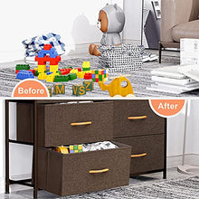 Load image into Gallery viewer, Crestlive Products 9-Drawer Extra Wide Fabric Dresser Storage Tower - Sturdy Steel Frame, Wood Top, Easy Pull Fabric Bins, Wood Handles - Organizer Unit for Bedroom, Hallway, Entryway, Closets(Brown)