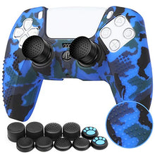 Load image into Gallery viewer, Benazcap Silicone Skin Accessories for PS5 DualSense Controller, PS5 Controller Skin x 1, with Thumb Grip x 10,Camouflage Blue