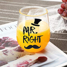 Load image into Gallery viewer, Mr. Right and Mrs. Always Right Wine Glasses Set, Stemless Wine Glass Gifts, Wedding Gift for Couple, Anniversary Presents, for Bride and Groom