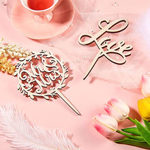 Load image into Gallery viewer, Wedding Cake Topper 2 Pieces Love Letters Engagement Decoration Favor Mr and Mrs Cake Topper Wooden Wedding Cake Decorations Rustic Wood Wedding Topper for Cakes Anniversary Party Decoration