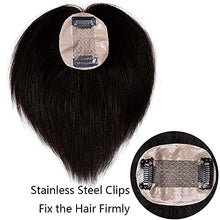 Load image into Gallery viewer, One Piece Clip in Hair Toppers -Silk Base- 100% Real Human Hair Extensions #01 Jet Black 20" Straight Remy Hair Piece Toupee