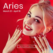 Load image into Gallery viewer, Beetles Zodiac Collection Gel Nail Polish Kit, Aries - Reborn Sun Collection 6Pcs Gel Polish French Pink Shimmer Transparent Jelly Red Glitter Color Spring Summer Nail Art Gift for Girl Women DIY Home