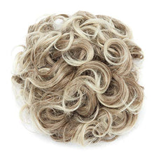 Load image into Gallery viewer, Scrunchie Hair Piece Curly Messy Hair Bun Updo Scrunchy Hair Extensions Clip In Combs Chignons Wavy Ponytail Extension - Ash Brown & Bleach Blonde