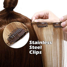 Load image into Gallery viewer, Clip in Hair Extension Human Hair (8inches-45g, #18/613 Ash Blonde&Bleach Blonde) Highlighted -Basic Thickness- 8 pcs Real Remy Hair Extensions
