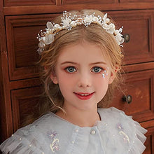 Load image into Gallery viewer, TONAUP Wedding Hair Piece Gold Pearl Headband Bridal Babys Breath Crystal Hair Vine for Princess Flower Girls and Bridesmaid