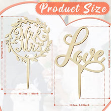 Load image into Gallery viewer, Wedding Cake Topper 2 Pieces Love Letters Engagement Decoration Favor Mr and Mrs Cake Topper Wooden Wedding Cake Decorations Rustic Wood Wedding Topper for Cakes Anniversary Party Decoration