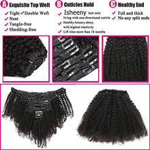 Load image into Gallery viewer, Isheeny Afro Kinky Curly Clip in Hair Extensions for Black Women Human Hair 8pcs 120g Curly Hair Extensions Clip Ins (1 Bundles 20 inch, Natural Black)
