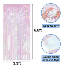 Load image into Gallery viewer, SMALUCK 2 Pack 6.5Ft Rainbow Foil Fringe Curtains, Metallic Streamers Backdrop for Christmas Hanging Streamers for Party/Prom/Birthday Favors