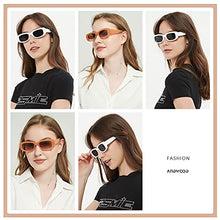 Load image into Gallery viewer, Rectangle Sunglasses for round faces for Women Square Frames Trendy Retro Vintage 90s UV Protection Sun Glasses Small Face 2 Pack Nude