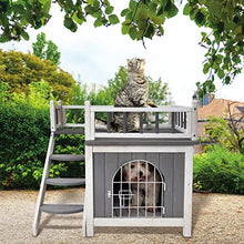 Load image into Gallery viewer, Petsfit Cat House Indoor, Iron Lockable Door Cat Houses for Indoor Cats with Balcony Design,Durable Grey