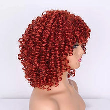 Load image into Gallery viewer, Colorfulpanda Curly Afro Wig for Black Women Natural High Heat Synthetic Hair wigs with Fringe Short Kinky Curly Full Wig Cosplay Party Daily Wear,Golden Red